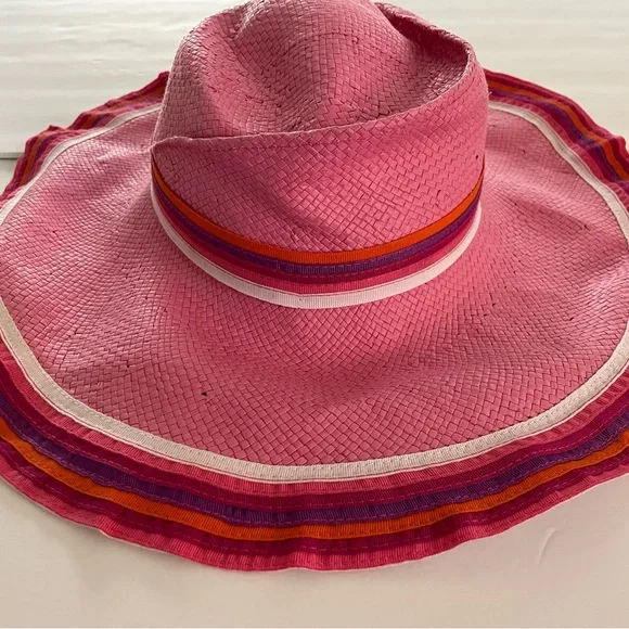 Nordstrom Fine Italian Floppy Pink Straw/Paper Wide Brim Hat NWOT New! - Picture 1 of 5